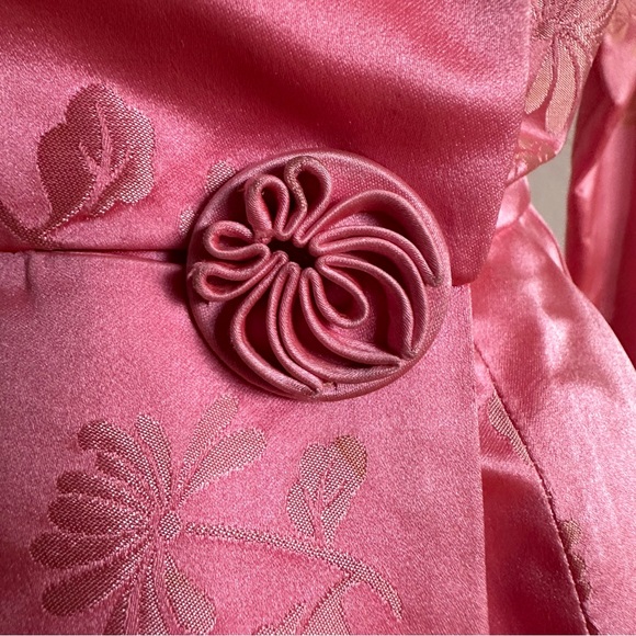 Vintage Dynasty for Lord & Taylor Kimono Jacket✨Pink Satin Brocade✨Cool history - Picture 11 of 17